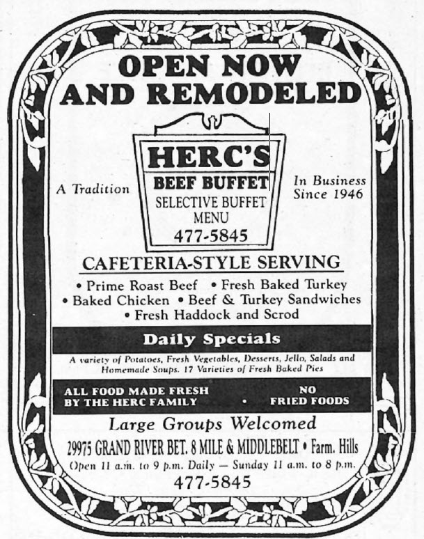 Hercs Beef Buffet - Old Ad From Jewish News (newer photo)